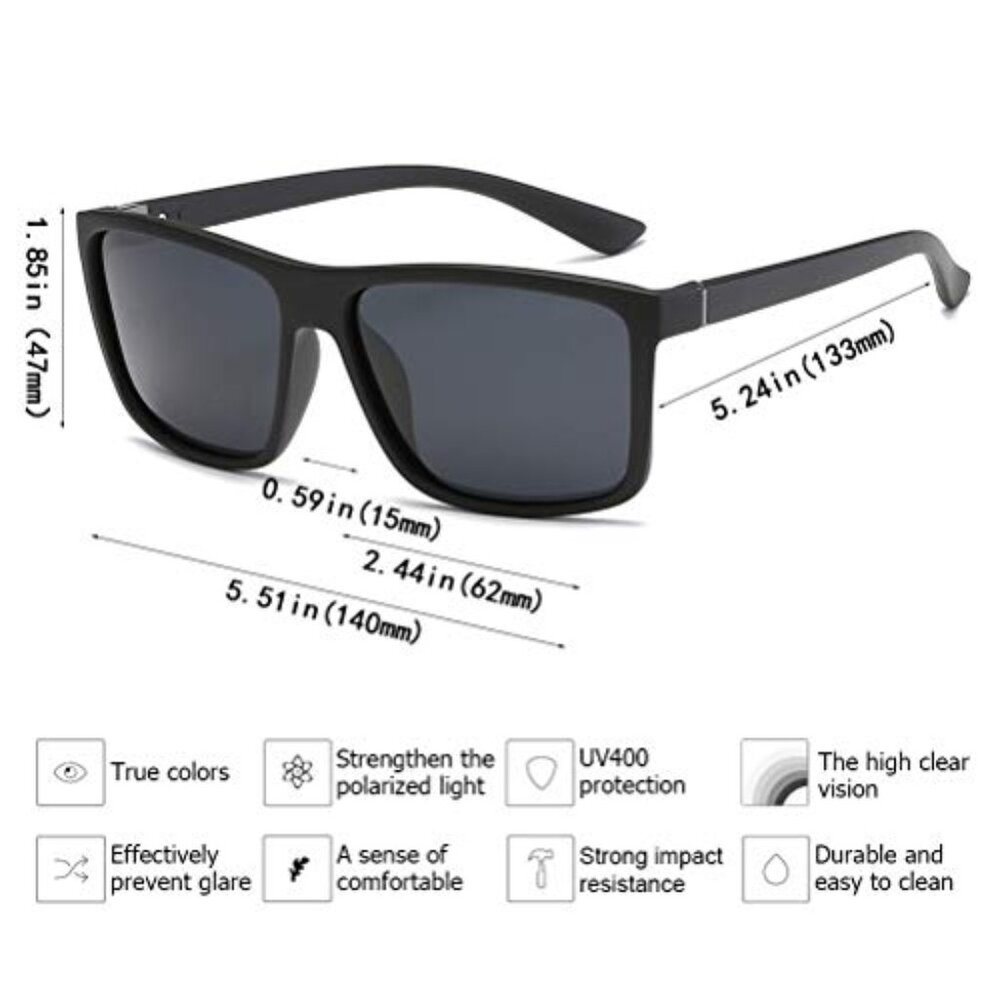 Polarized Rectangular Sunglasses Uv400 Protection… - image 4